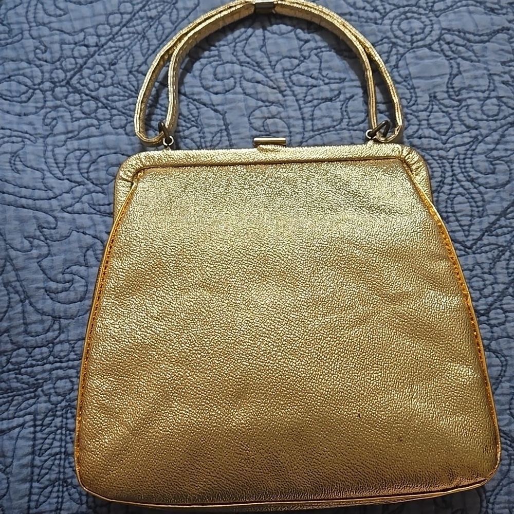 Vintage Gold Lame Women's Handbag 7x 7 Inches - Picture 2 of 5